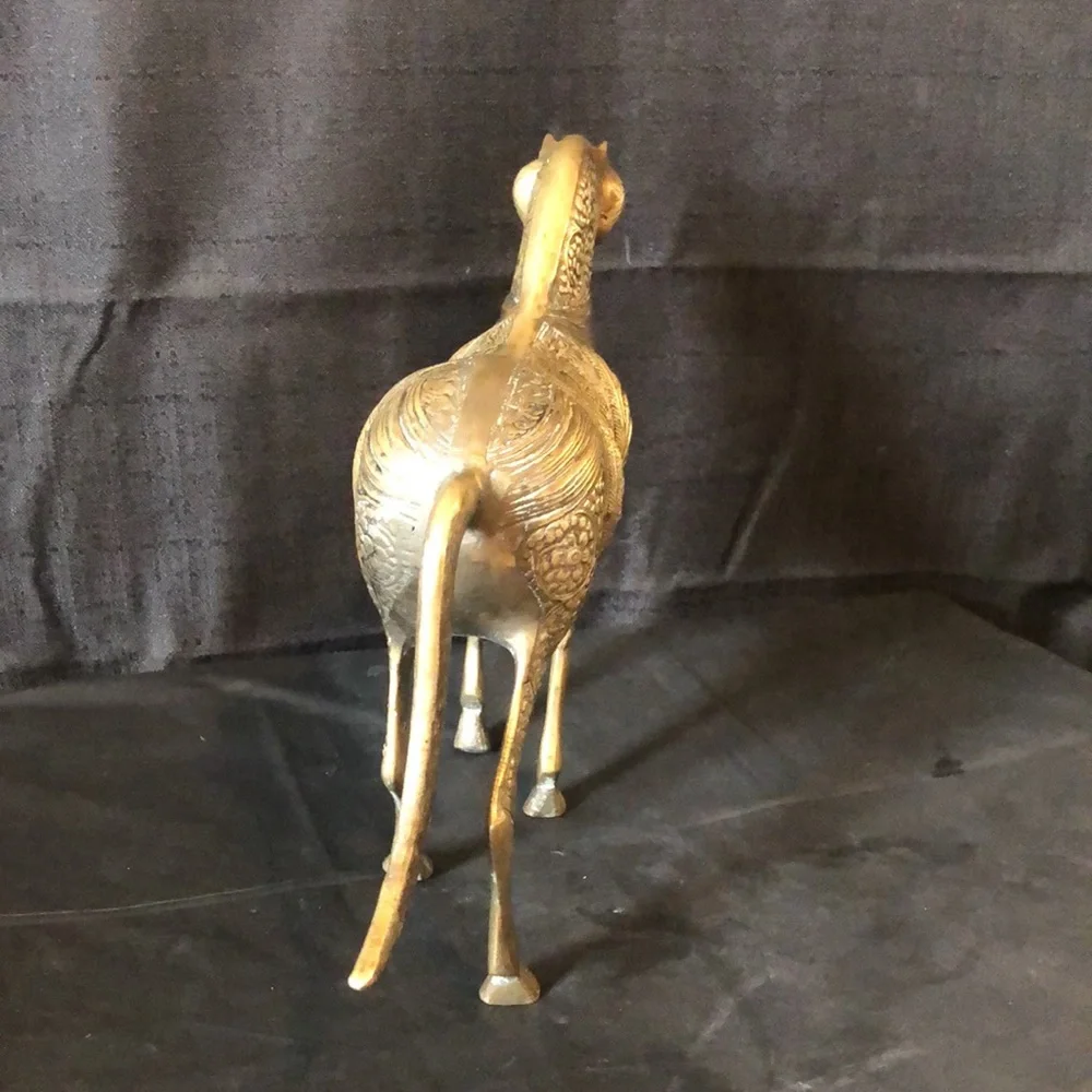 Medieval horse brass figure large 10” H 12” L midcentury Korea. Free standing - Picture 7 of 8